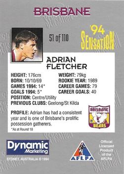 1994 AFL Sensation #51 Adrian Fletcher Back